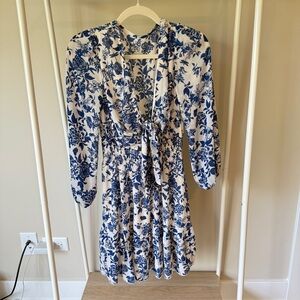 Floral Blue and White Dress